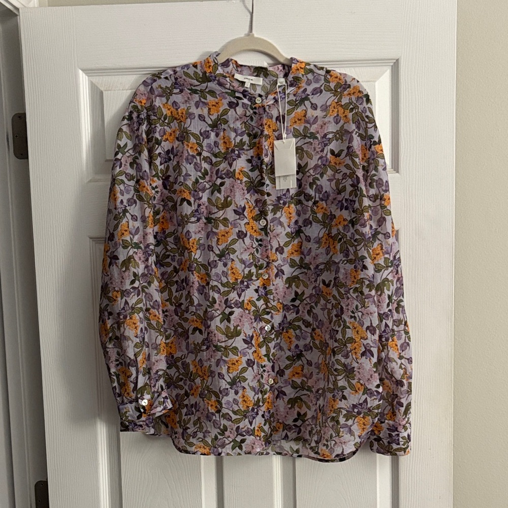 Vince Floral Blouse in Purple and Orange